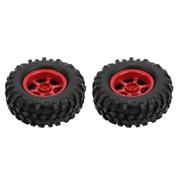 2 stk 1,9 tommer 96 mm gummidekk med aluminiumsfelger for Axial SCX10 1/10 RC Crawler Car Rød