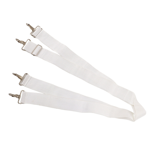 Bastrumsrem Mjuk Nylon Elastisk Justerbar Ergonomisk Bekväm trumrem med dubbla axelremmar för bastrumma Vit