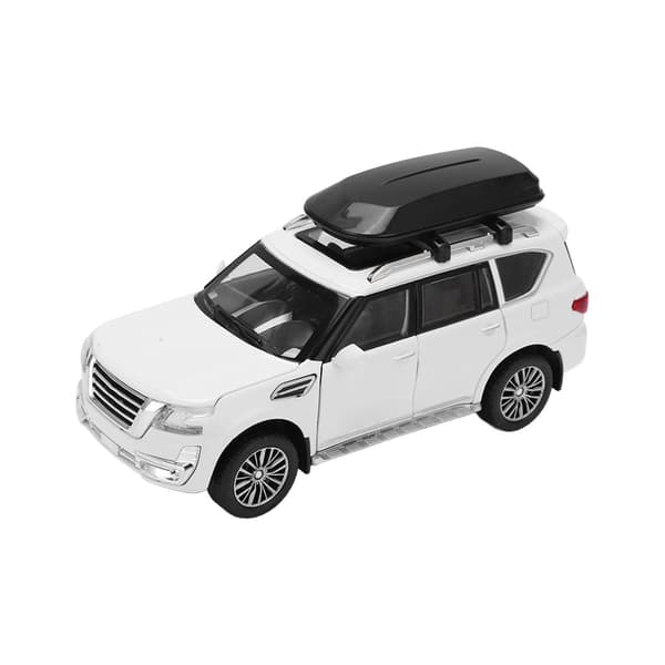 1/32 SUV Bilmodel Legering Trykstøbt Pull Back Køretøjslegetøj med lyd og lys Kompatibel med drenge og piger, hvid