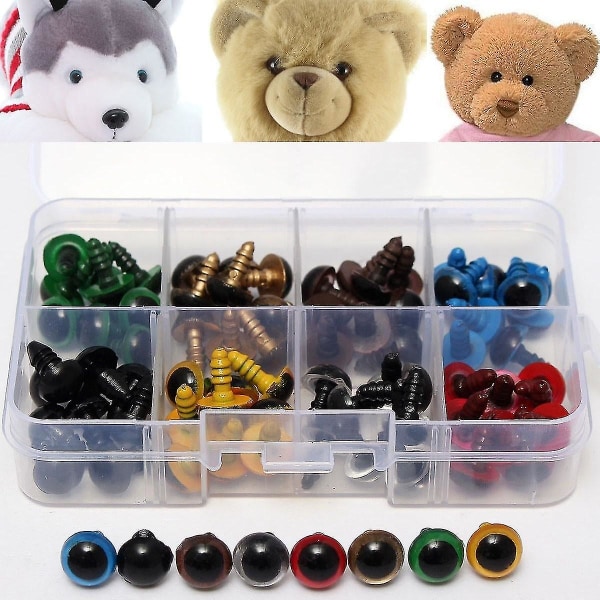 80 st 12 mm hantverksplast Färgglada säkerhetsögon för nallebjörnsdockor Leksak gör-det-självtillbehör dockatillbehör