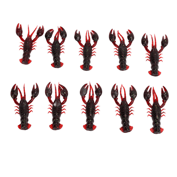 10 st Mjuka Fiskebeten Crawdad Bete PVC Räka Konstgjorda Mjuka Fiskebeten för Bass Fiske Mörkröd Ett Paket med Tio