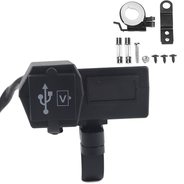 Universal Motorcykel Dual USB Charger Socket Adapter med Voltmeter DisplayGrön