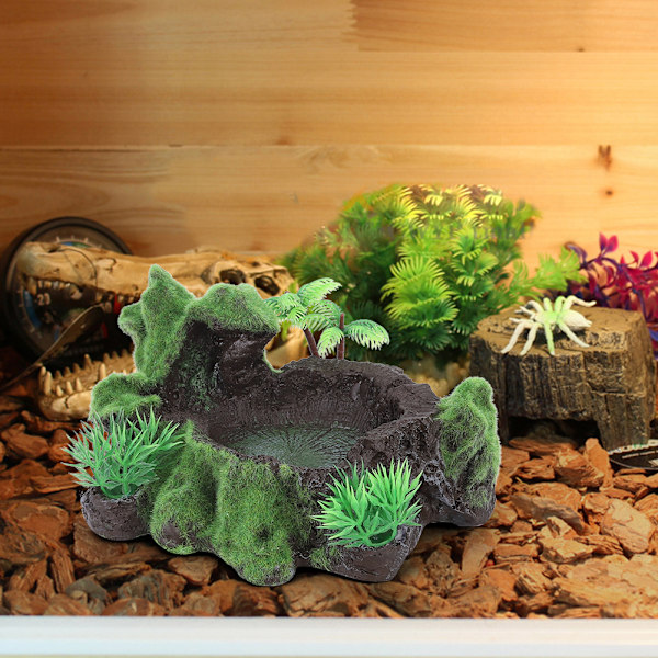 ZR-012 Harpikssimulerings planter akvarium øgle Reptil Matskål Skilpadde Mat Vannmater Akvariumdekorasjon