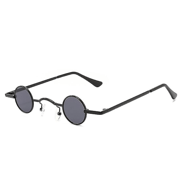 Mini Round Retro Black Gray Framed Sunglasses