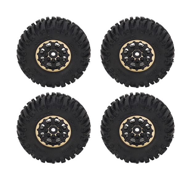 4 kpl RC-kumirenkaat messinkivanteilla, mustat, kestävät RC-raakelin autopyörät AXIAL SCX24 1/24 neliömäisille reikiä varten