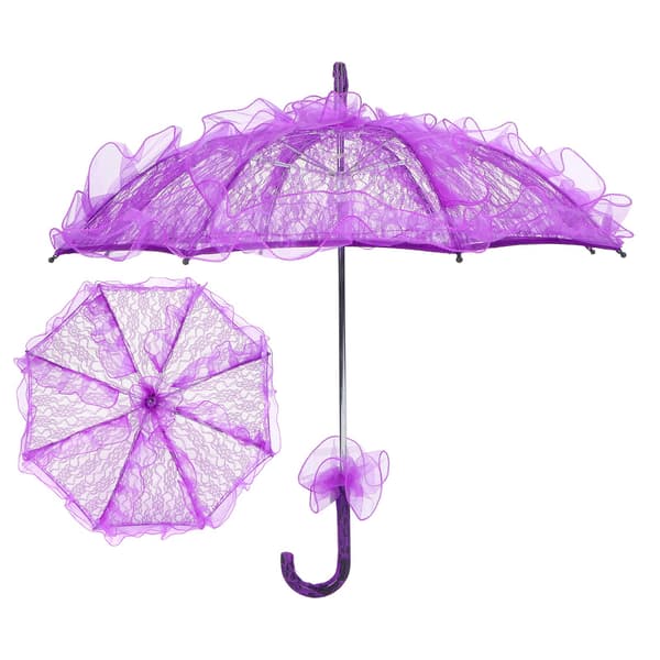 【NX】Bröllopsbrudparaply Unikt vikbart spetstyg Parasollparaply Performance Props Lila