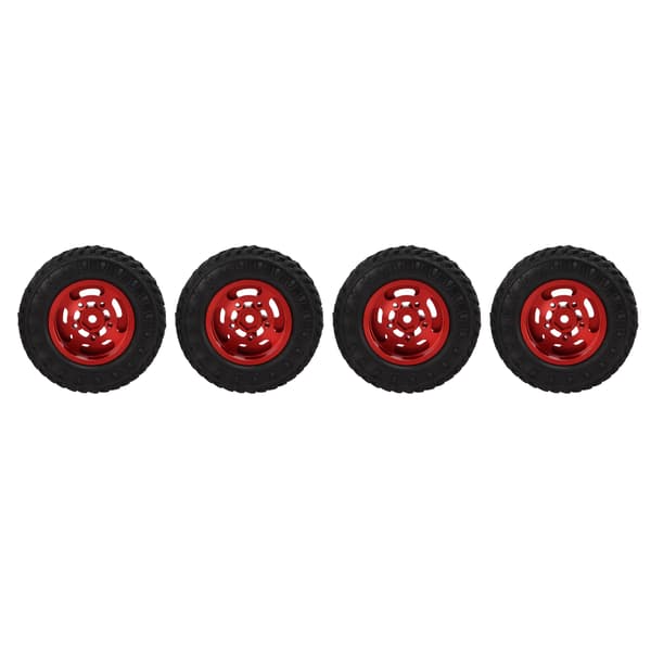 4 stk. 55mm For- og Baggummidæk med 5-eget Metalfælg til Axial SCX24 1/24 RC Bil Rød