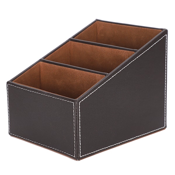Skrivbord Förvaringslåda i Konstläder, Organizer för Kontorsmaterial, Multifunktionell, Kaffefärg, 3 Fack