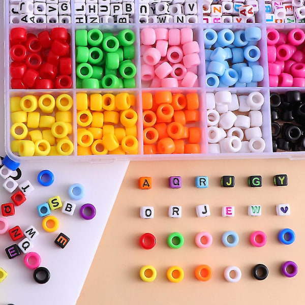 24 gitter 6mm akryl stort hul perle brevperler gør-det-selv maling glasfarve perle materiale sæt