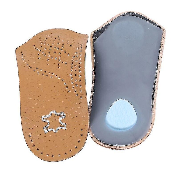 Lær Orthotiske Innersåler for Flat Feet - Hvelvstøtte Halvsko Pute - Ortopedisk Fotpleie - Unisex - Størrelse 39-40