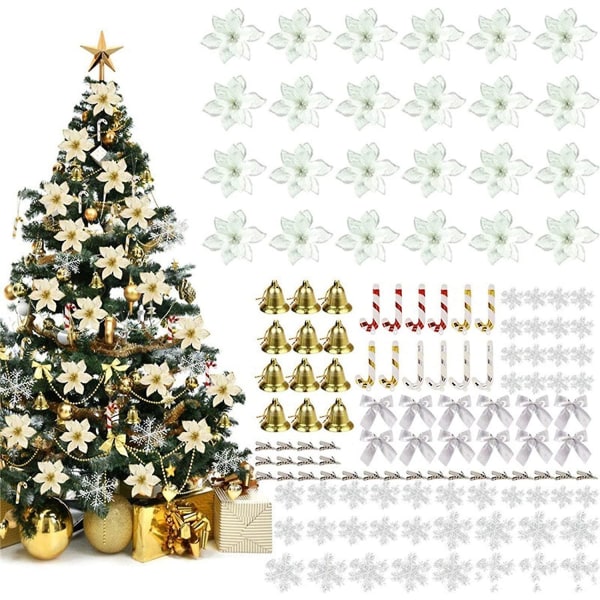Juleblomst Juletræspynt, gør-det-selv juletræsvedhæng, Brugt til at pynte juletræsdekorationen Julekrans 120 stk.
