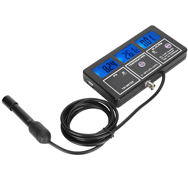 Vandekvalitetsmonitor Multiparameter PH EC CF TDS Temperaturmåler EU 230VAC 50Hz