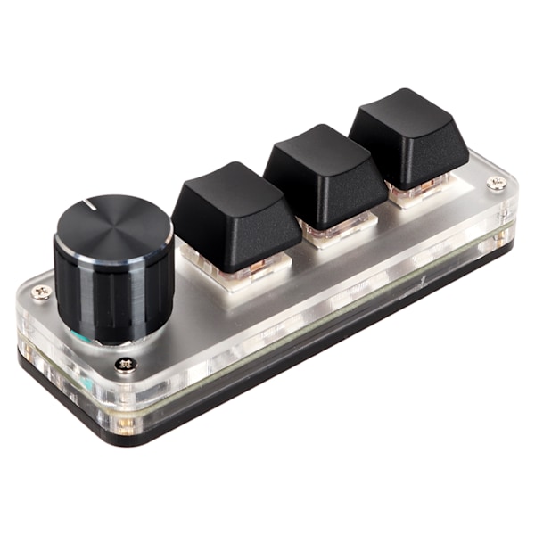 Röd Switch Makro Tangentbord Plug and Play Ergonomiska anpassade rattar USB-minitangentbord för stationär PC 3 tangenter 1 ratt