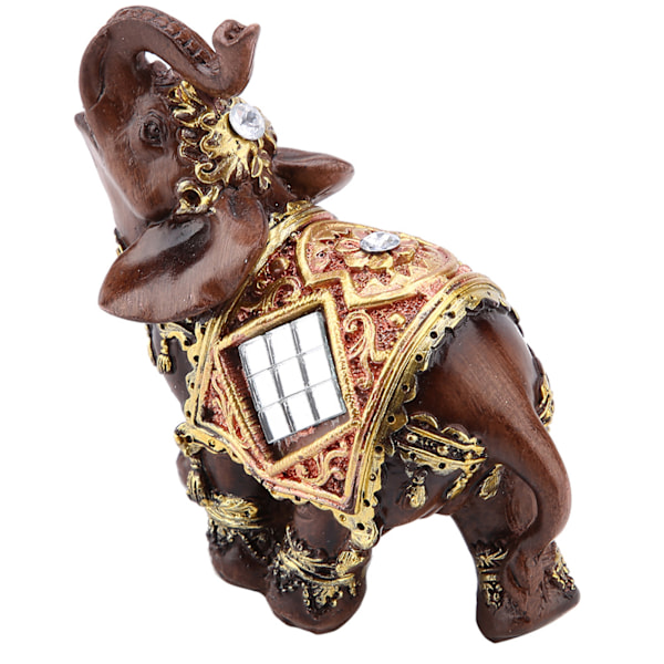 Lucky Feng Shui Trækorn Elefant Statue Skulptur Rigdom Statuette Gave Hjemindretning (S)