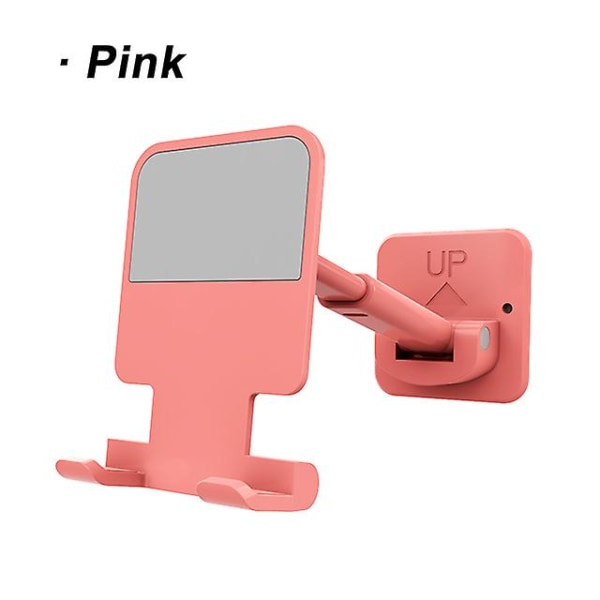 Teleskooppinen seinään kiinnitettävä puhelinteline älypuhelimelle tabletille keittiö makuuhuone kylpyhuone wc säädettävä tuki puhelinteline Pink
