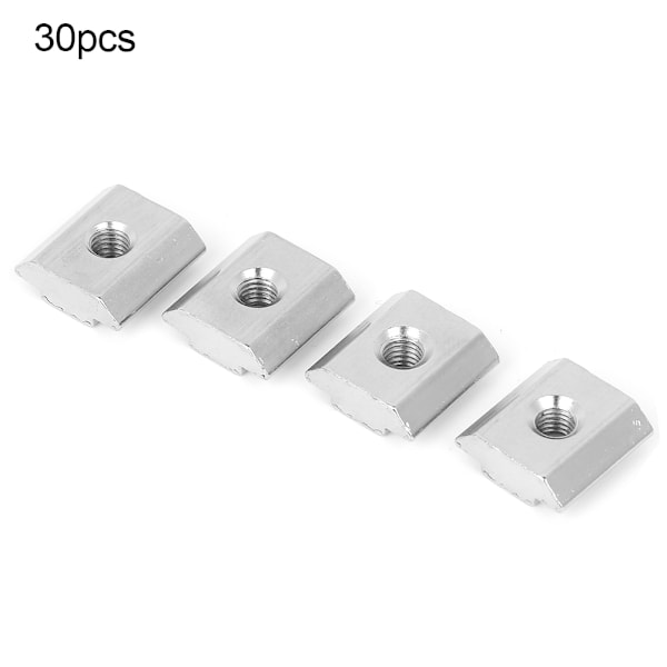 30 stk 30-serien T-spormuttersett Aluminiumprofilgjengede T glidemutterblokkfester (M5)