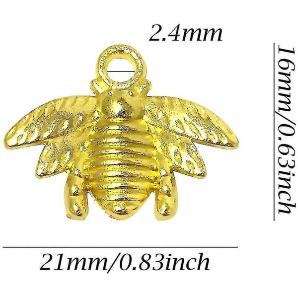 50 st Legerade Bee Bee Berlockhängen, Tillbehör för att tillverka smycken till självtillverkning, 21x16 mm (guldton)
