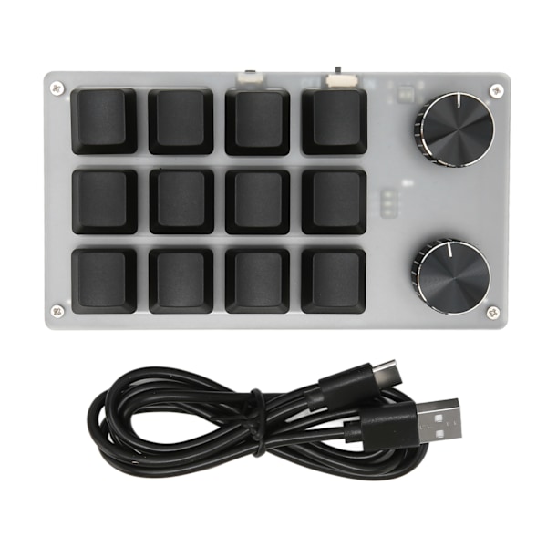 Mini tastatur Knopp Design Rød Switch Dual Mode Plug and Play Mekanisk programmerbar tastatur for spill Office Media 12 taster med 2 knapper