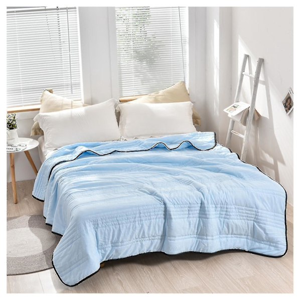 Ultra Soft Sky Blue Cooling Blanket for Full Twin Beds, 180 x 220 - Washable & Comfortable