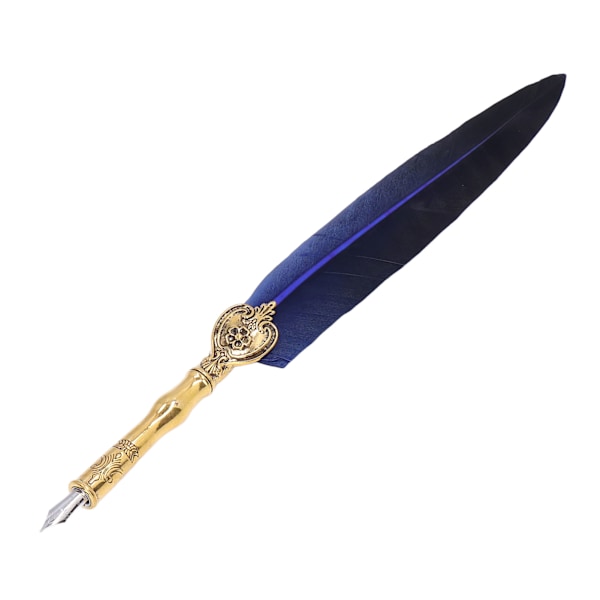 Fjerpen Elegant Vintage Rustfrit Stål Glat Skrivning Holdbar Fjerpen Blå