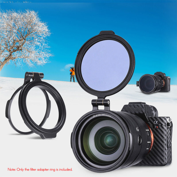 R-67 67mm Quick Filter System Kameraobjektiv ND Filter Metal Adapter Ring Kompatibel med Canon Nikon Sony Olympus DSLR-kameraer, Model: Sort 67mm