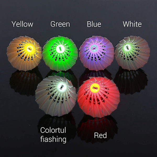 LED Badminton Set med 6 Fjäderbollar - Lysande i Mörkret för Inomhus/Utomhus