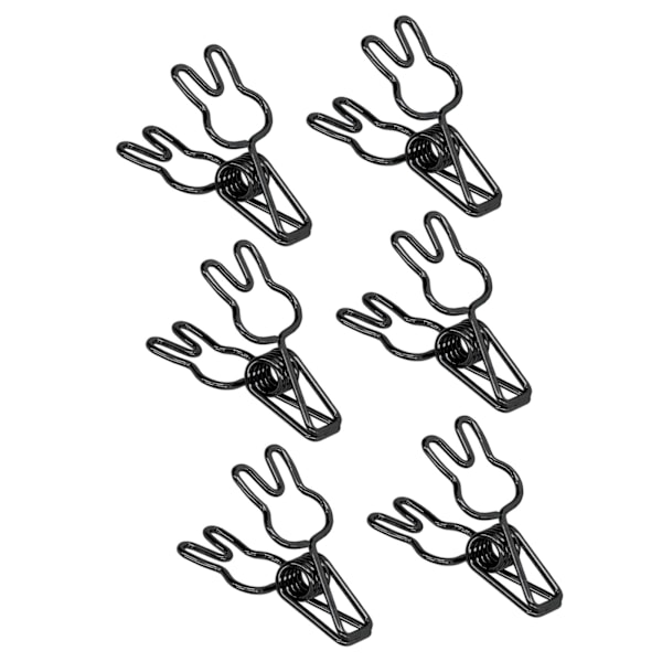 100 stk. Kanin Binder Clips Udhulet Sød Stærk Klemning Holdbar Metal Små Papirclips til Dokumenter Tøj Papir Sort