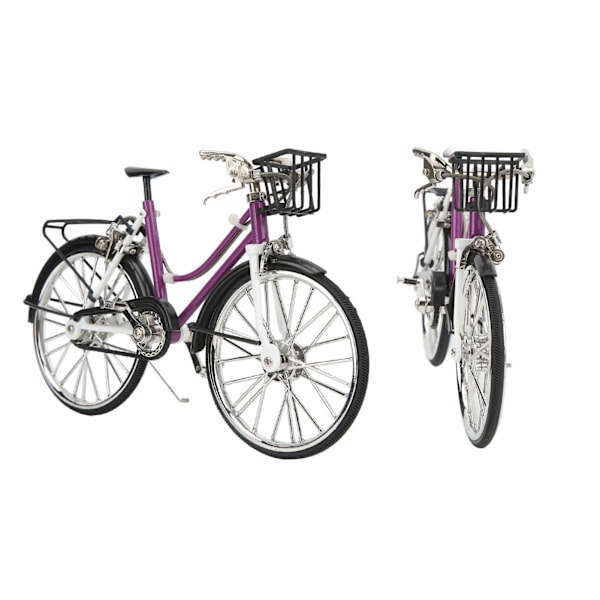 Lila Mini Cykel Ornament Legering Material Antik Stil Cykel Modell Leksak För Samling Hemmakontor Inredning Pojkar Flickor Present