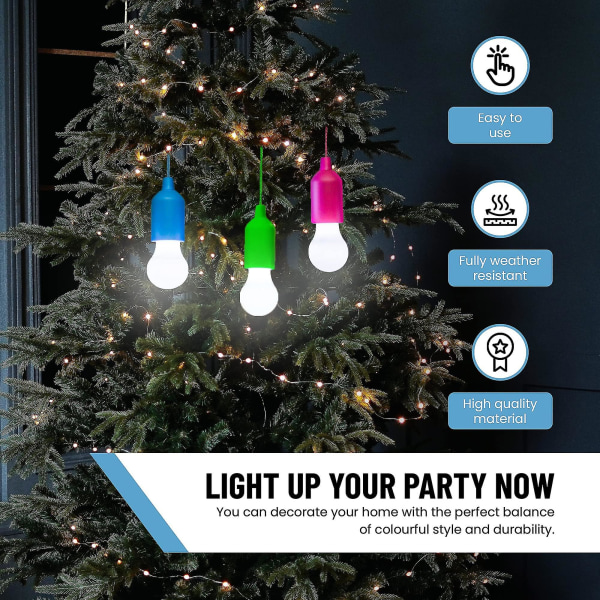 4-pack LED-dragsladd-lampor - batteridriven led nattlampa på snöre, bärbara hängande ljusa glödlampor för bröllop