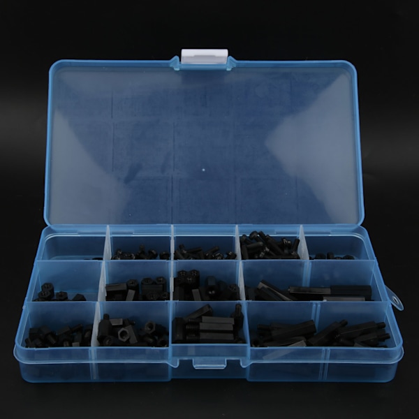 310 stk M3 Nylon Skruemutter Skive Standoff Sortimentssæt (sort)