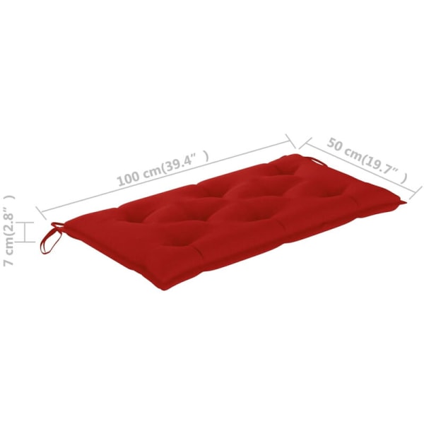 Hagebenkpute Rød 100x50x7 cm Stoff
