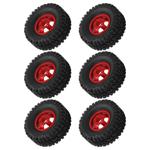 RC-kumirenkaat alumiinivanteilla WPL C14 C24 C34 C44 B14 B24 B16 B36 4WD -automalleille (punainen)