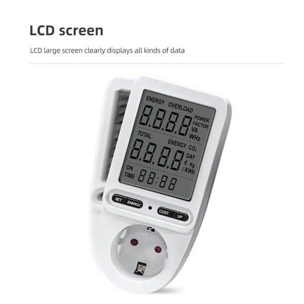 Wattimetri Virrankulutusmittarin Pistoke LCD Sähköenergian Kulutuksen Seuranta Sähkövirran Kulutuksen Wattimetri Testaaja 230V