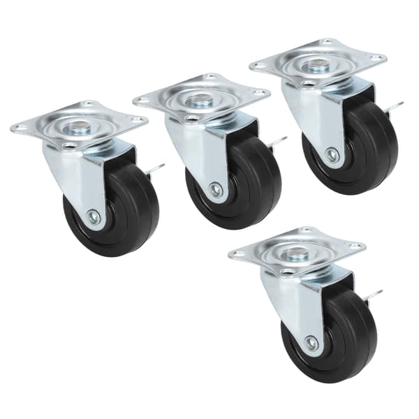 4 stk. 2 tommer drejehjul i gummi uden aksel med sidebremse, erstatning til husholdningsvogn