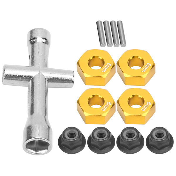 12 mm kuusiokoloadapteri 6 mm paksu M4 laippa lukkomutterit ristikulmaavaimisarja 1/10 RC-autolle Kulta