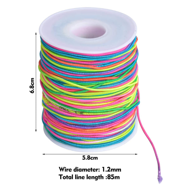 1,2 mm färgglad elastisk lina, pärlsnöre, regnbågsfärgad stretchsnöre, elastisk tråd, smyckestillverkningssnöre, stretchig trådrep, runt elastiskt band