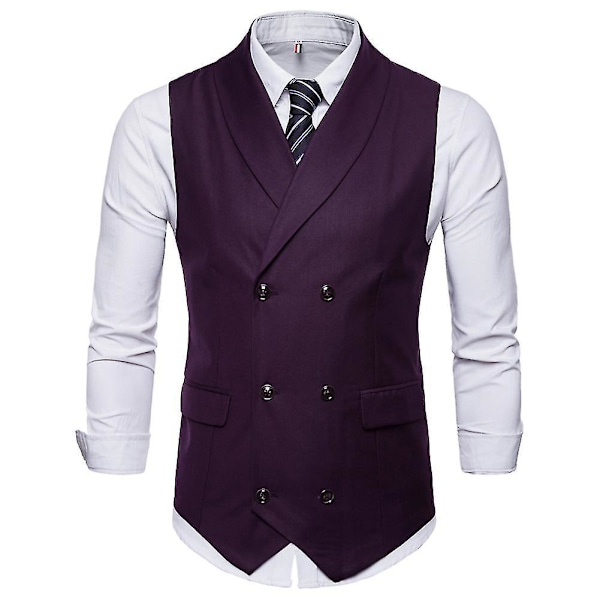 Stilful Herre Burgunder Dobbeltbrystet Suit Vest