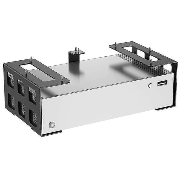Nem installation under skrivebord og vægmonteret hyldeholder til spillekonsol, mini-computer, computer og spillekonsoller Musta
