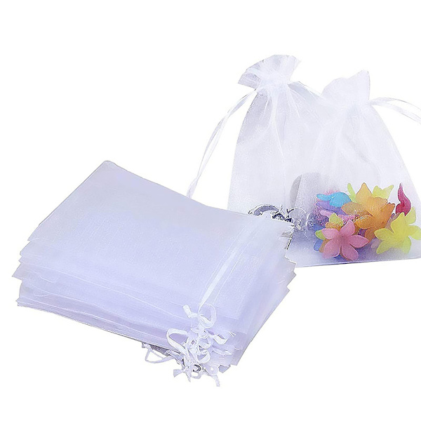 100 stk Hvide Organza Gaveposer Tasker 10x15cm Tasker Trækkesnor Tasker Organza til Bryllupsgavepose til Bryllups Smykker