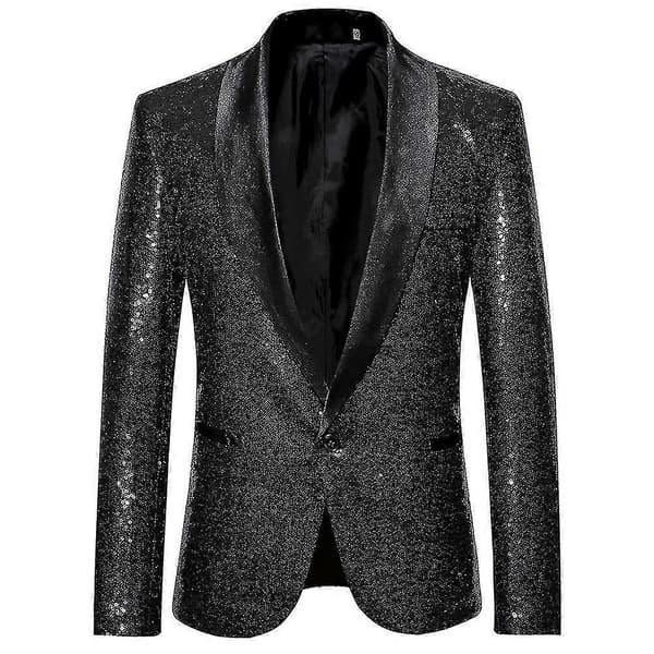 Herremode Paillet Casual Blazer Jakkesæt Blazer Black S