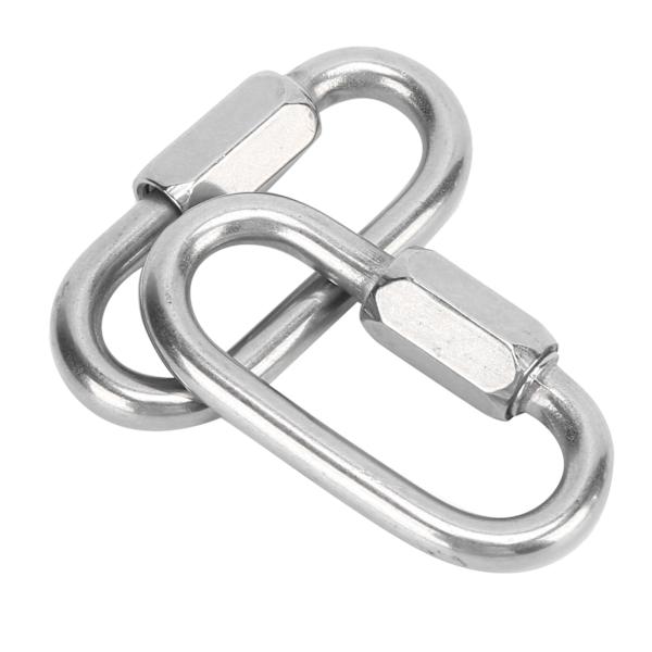 2 stk. Hurtigkobling D-formet Låsekarabiner i Rustfrit Stål med Hex Skrue til Klatring (6 mm)