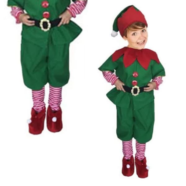 Børne Jule Elf Kostume Sæt Bælte Hat Elf Julekostumer til Drenge Piger Cosplay Performance