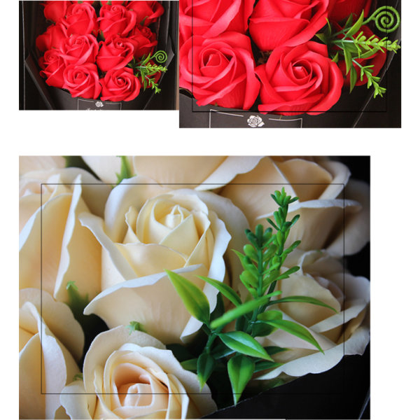 Presentförpackning bukett med 18 tol roser, kreativ present tvål bukett som present (18 champagne farge),HANBING