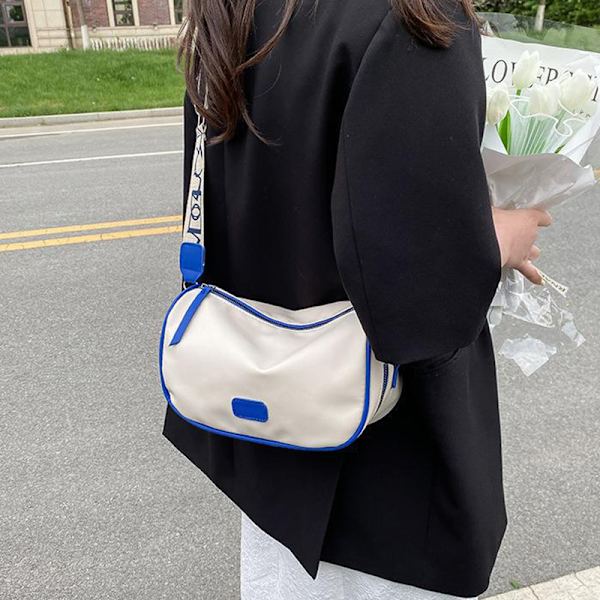 Kvinder One Shoulder Messenger Bag Moderigtig Enkel Ren Farve Taske Dame Casual Tasker Blå