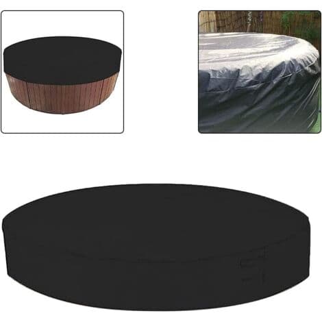 Round Spa Cover 200 cm - Silver Coated Polyester Taffeta - Waterproof and UV Resistant - Adjustable Straps Compatible with Secure Fit