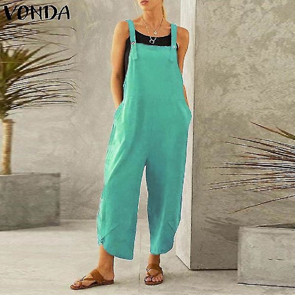 Sommer-Efterår Kvinders Løse Dungarees Jumpsuit i Søblåt