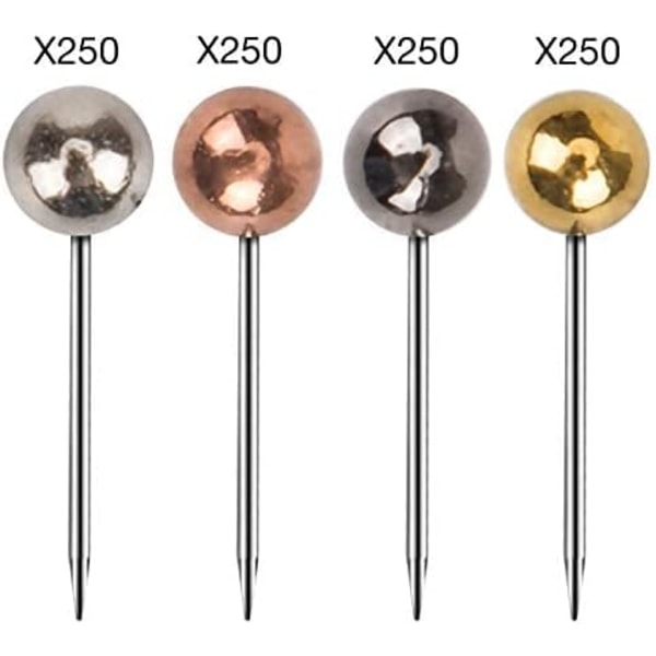 1000 stykker Push Pins Head Kart Push Pins Kart Thumbtack Head Pin Tacks Push Pins for korkplate, stoffmerking, 1/8" metall rundt hode