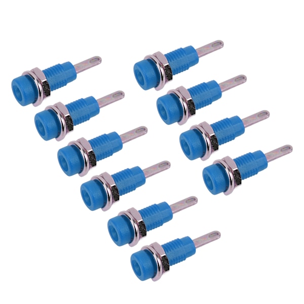 10st J.40003 2mm Banana Jack Panel Socket Extended Post Plug Adapter för elektroniskt instrumentBlå