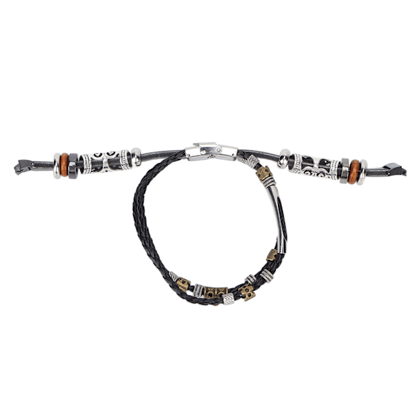 Läderpärlorarmband Handledsrem Retro flätat armbandsbyte för Fitbit InspireBlack