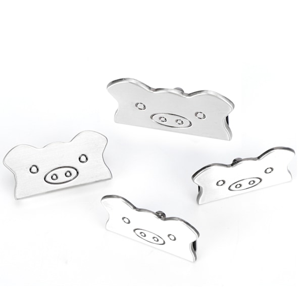 4 Set Metall Dekorativt Spänne Griskulting Klämma Stopp Läderartiklar Bagage Jeans DIY Tillbehör Silver B01-51-52061